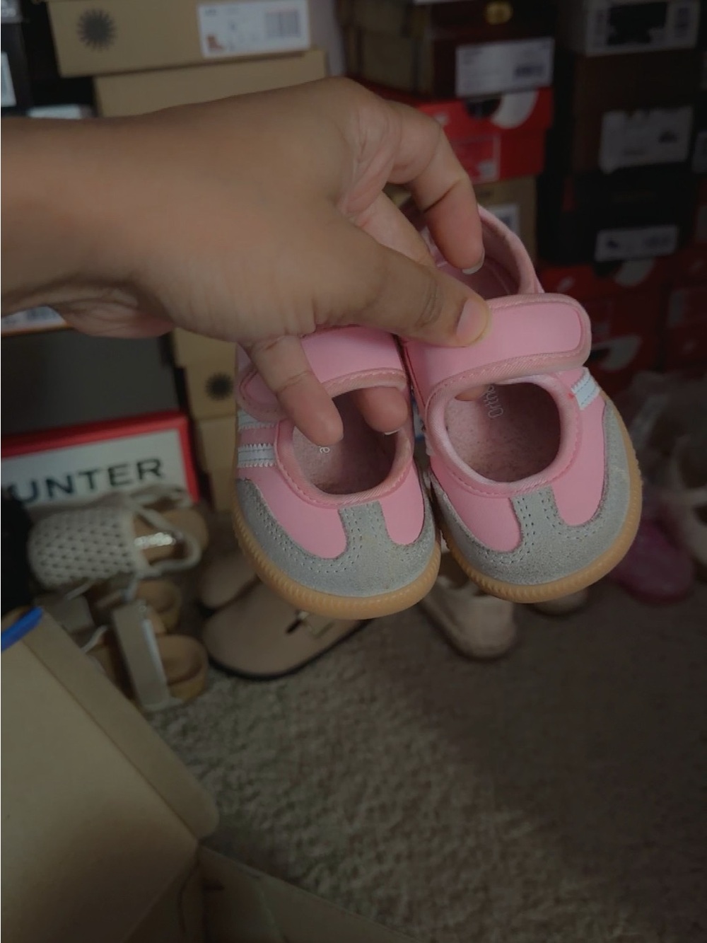 adidas Pink and Gray Mary Jane Baby Walker Shoes